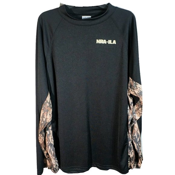 NRA-ILA XXL ls tee shirt men's EUC Has cammo strip down each side - Picture 1 of 3